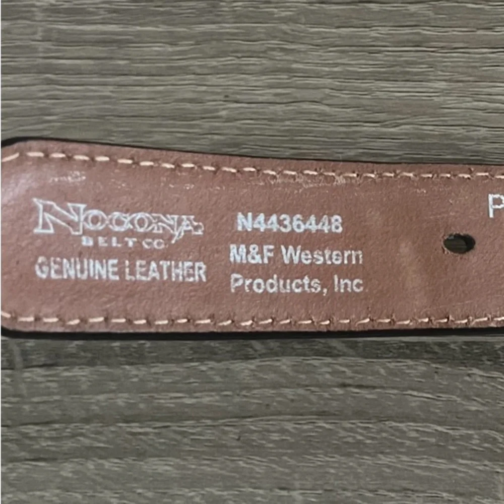 Nocona Genuine Leather Brown and Silver Unisex Western Belt 28